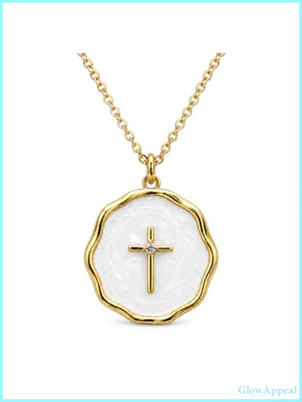 18K Gold Plated Enamel Cross Necklace Women Christian Pendant